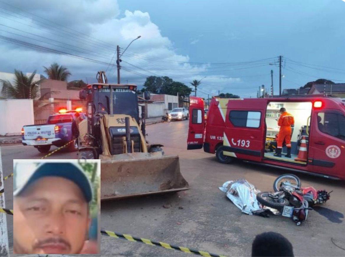 Motociclista morre em colisão com retroescavadeira após tentativa de ultrapassagem