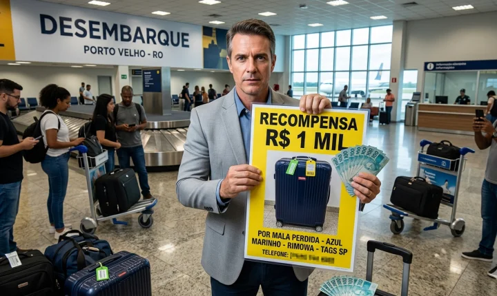 Empresário oferece recompensa de R$ 1 mil por mala perdida após saída do aeroporto em Porto Velho